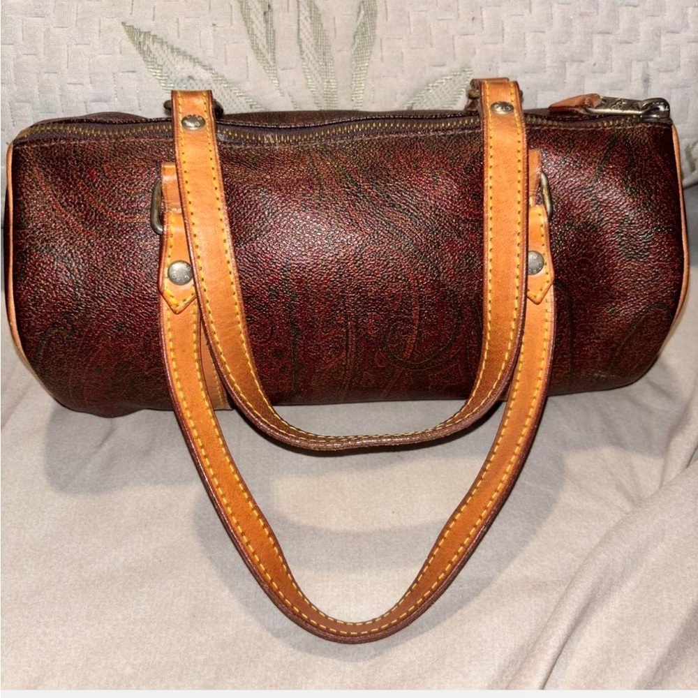 Etro Tan and Brown Canvas Bag